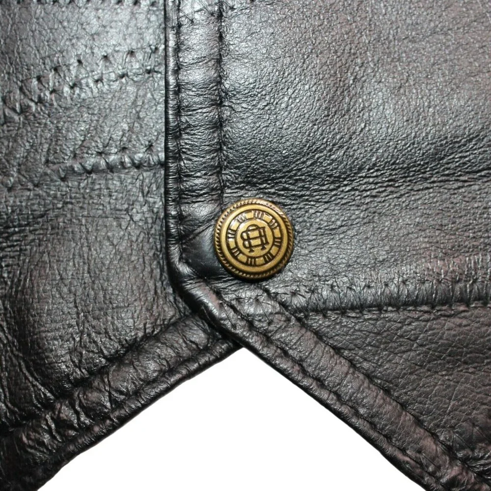 Leather Black Patchwork Motorcycle Vest WW II Embroidered Patch Veteran Military - Picture 8 of 9